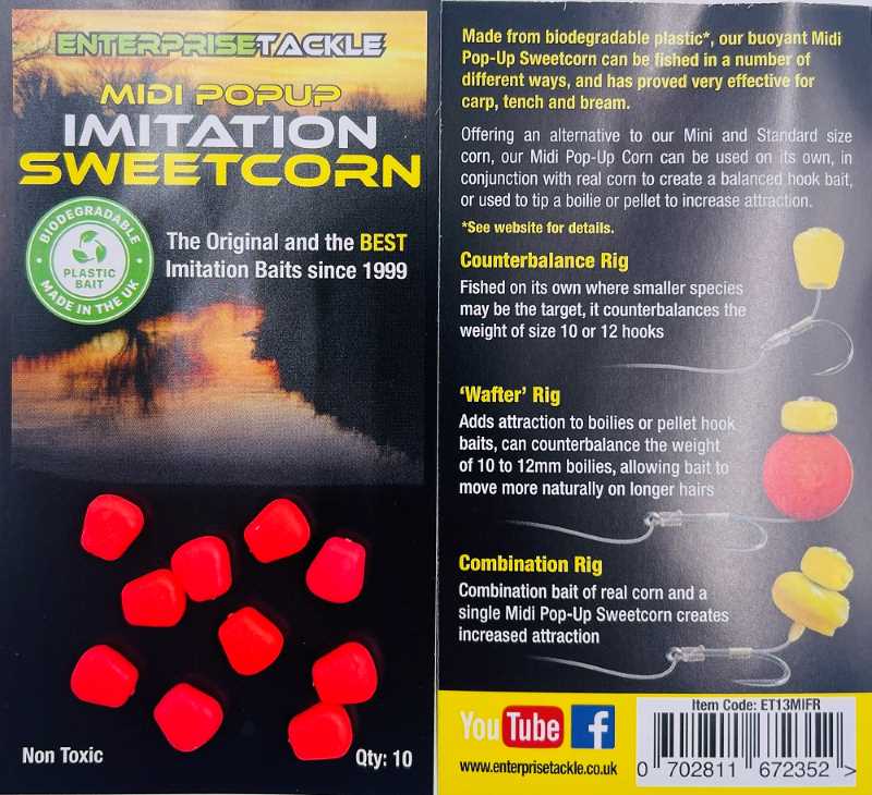 midi popup sweetcorn fluoro red 10buc 1918 1 16669504957727 Porumbul Artificial Flotant Enterprise Tackle Pop-Up Sweetcorn Midi