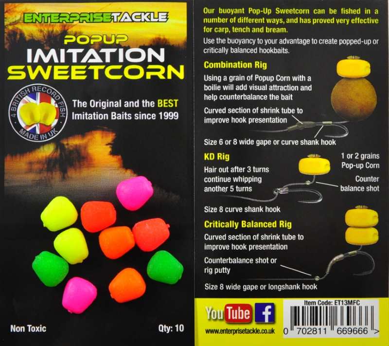 popup sweetcorn mixed fluoro colours 10buc 148 2 1573037401 Porumb Artificial Flotant Enterprise Tackle Pop-Up Sweetcorn