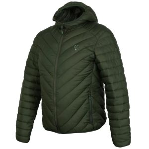 fox collection puffa jacket green silver angled