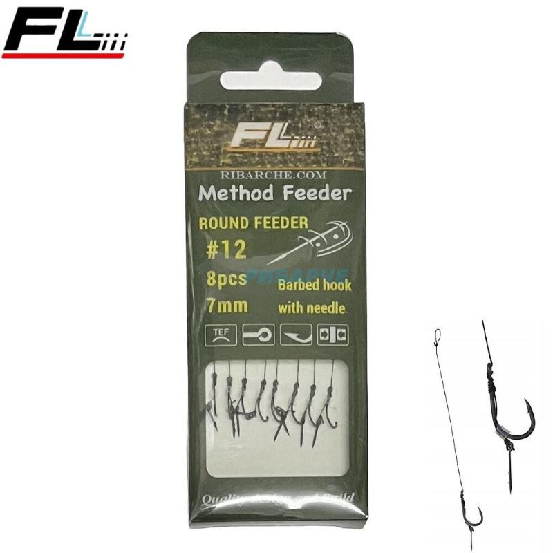 varzani kuki za fider fl method feeder round feeder 909 Carlige Legate FL Method Feeder Round Feeder cu Spin 8buc/set