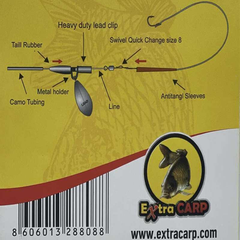 95 8088 extra carp heavy lead clips with swivel quick exchange 30cm 3pcs Set 3 Kituri Monturi Plumb Pierdut Extra Carp - imagine 3