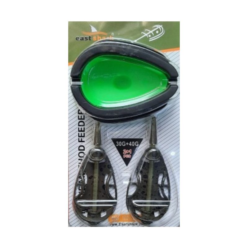 set 2 momitoare method feeder 30g40g si incarcator east shark Set Method Feeder 2+1 East Shark 50g, 60g + Matrita